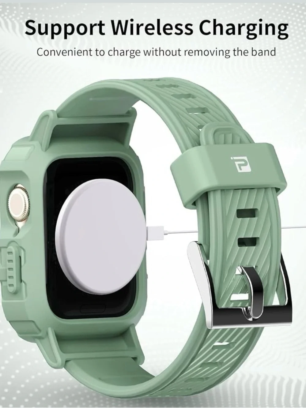 Rugged Protective Smartwatch Case in Mint Green Silicone Band